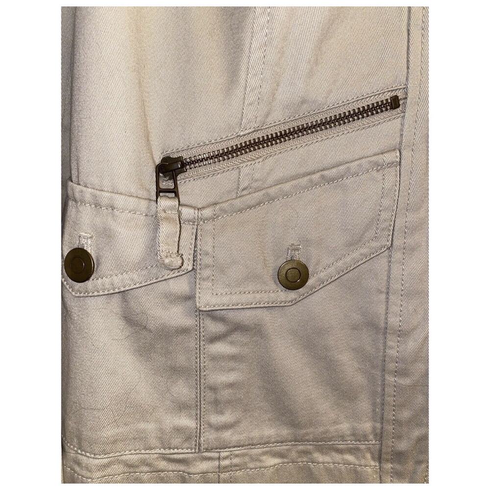 Beige Moto Utility Jacket Studded Collar Minimalist Zip Front Neutral (2) M - Picture 5 of 8